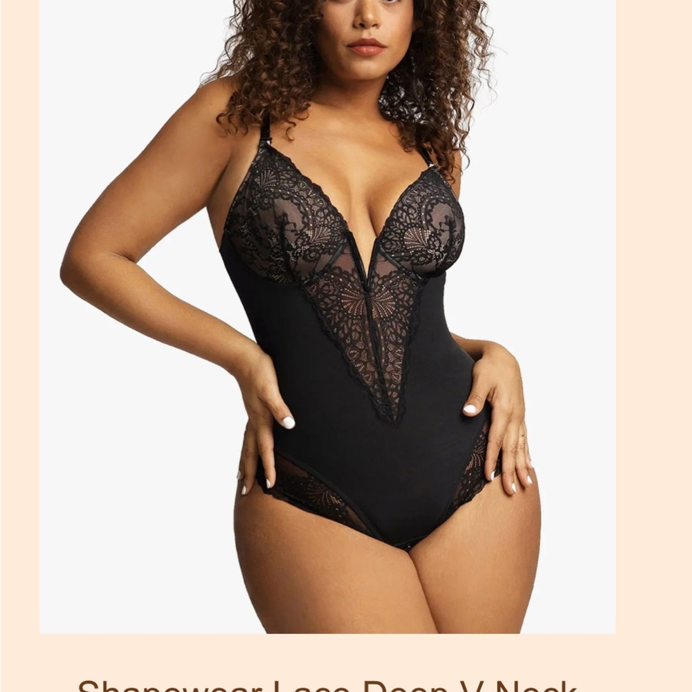 Black Shapewear Bodysuit with Lace Detailing